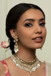 Buy_Queens Jewels_White Pachi Kundan Mother Of Pearl Embellished Necklace Set _at_Aza_Fashions