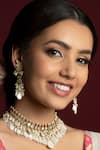 Shop_Queens Jewels_White Pachi Kundan Mother Of Pearl Embellished Necklace Set _at_Aza_Fashions