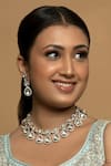 Buy_Queens Jewels_White Polki Victorian And Kundan Embellished Necklace Set _at_Aza_Fashions