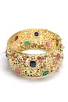 Shop_Queens Jewels_Multi Color Embellished Navratna Stone Studded Bangle- Single Pc _at_Aza_Fashions