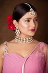 Queens Jewels_White Stone Bridal Jadau Embellished Choker Set _Online_at_Aza_Fashions