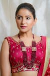 Shop_Queens Jewels_Red Stone Bead Layered Embellished Jadau Tukdi Necklace _at_Aza_Fashions