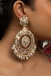 Shop_Queens Jewels_White Stone Prisha Jadau Embellished Chandbalis _at_Aza_Fashions