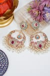 Buy_Queens Jewels_Multi Color Stone Bipasha Jadau Embellished Chandbalis _at_Aza_Fashions