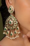 Buy_Queens Jewels_Green Stone Aura Jadau Embellished Chandbalis _Online_at_Aza_Fashions