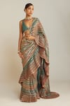 Buy_Vvani by Vani Vats_Multi Color Saree And Blouse Georgette Hand Pre-draped With  _at_Aza_Fashions