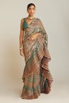 Shop_Vvani by Vani Vats_Multi Color Saree And Blouse Georgette Hand Pre-draped With  _Online_at_Aza_Fashions