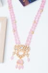 Buy_Queens Jewels_Pink Embellished Geometric Pattern Necklace Set _at_Aza_Fashions