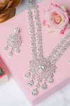 Shop_Queens Jewels_White Embellished Floral American Diamond Studded Necklace Set _at_Aza_Fashions