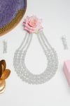 Buy_Queens Jewels_White Embellished American Diamond Studded Triple Layer Necklace Set _at_Aza_Fashions