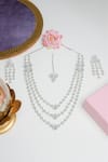 Buy_Queens Jewels_White Embellished Triple Layer American Diamond Studded Necklace Set _at_Aza_Fashions