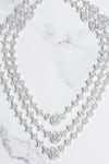 Queens Jewels_White Embellished Triple Layer American Diamond Studded Necklace Set _Online_at_Aza_Fashions