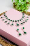 Buy_Queens Jewels_Emerald Green Embellished Drop Stone Necklace Set _at_Aza_Fashions