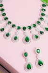 Shop_Queens Jewels_Emerald Green Embellished Drop Stone Necklace Set _at_Aza_Fashions