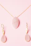 Buy_Queens Jewels_Pink Stone Tear Drop Shaped Pendant Necklace Set _at_Aza_Fashions