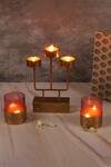 Buy_Nakshikathaa - Homeware_Gold Iron Hand Etched Tea Light Stand Gift Hamper Set - 5 Pcs_at_Aza_Fashions