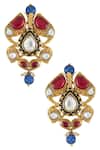 Shop_Tribe Amrapali_Blue Crystals, Pearls, Beads Gulnar Embellished Earrings _at_Aza_Fashions