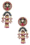Shop_Tribe Amrapali_Blue Pearl Bahara Floral Carved Earrings _at_Aza_Fashions