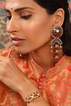 Buy_Tribe Amrapali_Blue Pearl Bahara Floral Carved Earrings _Online_at_Aza_Fashions