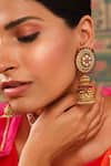 Buy_Tribe Amrapali_Gold Plated Crystals, Pearls, Glitter Glass Embellished Jhumkas _Online_at_Aza_Fashions