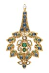 Buy_Tribe Amrapali_Blue Embellished Gulrang Stone Studded Mughal Brooch _at_Aza_Fashions