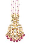 Shop Tribe Amrapali Gold Plated Amira Mughal Floral Stone Studded Maangtikka at Aza Fashions Shop_Tribe Amrapali_Gold Plated Amira Mughal Floral Stone Studded Maangtikka _at_Aza_Fashions