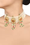 Buy_Tribe Amrapali_Gold Plated Embellished Gulrang Drop Carved Choker _at_Aza_Fashions
