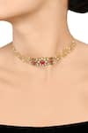 Buy_Tribe Amrapali_Gold Plated Embellished Gauhar Floral Stone Studded Choker _at_Aza_Fashions