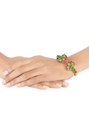 Buy_Tribe Amrapali_Multi Color Crystals, Pearls Meher Embellished Kada _at_Aza_Fashions