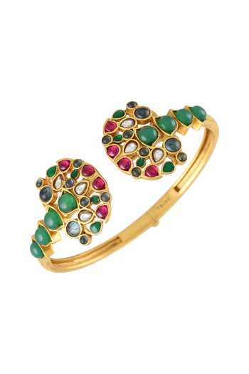 Shop_Tribe Amrapali_Multi Color Crystals, Pearls Meher Embellished Kada _at_Aza_Fashions