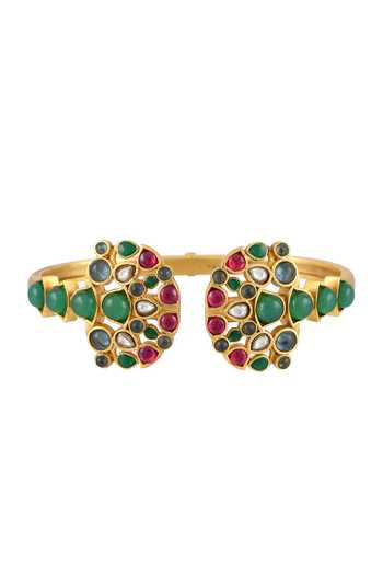 Tribe Amrapali_Multi Color Crystals, Pearls Meher Embellished Kada _Online_at_Aza_Fashions