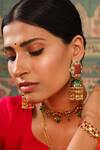 Buy_Tribe Amrapali_Gold Plated Embellished Meher Jhumkas _at_Aza_Fashions