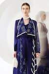 Mehak Talreja Couturre_Blue Embroidered Cross Over Cape Pant Set _Online_at_Aza_Fashions