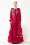 Buy_Mehak Talreja Couturre_Pink Georgette Embroidery Pearl Meera Roseate Anarkali With Dupatta  _at_Aza_Fashions