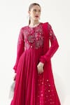 Buy_Mehak Talreja Couturre_Pink Georgette Embroidery Pearl Meera Roseate Anarkali With Dupatta  _Online_at_Aza_Fashions