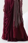 Buy_Mehak Talreja Couturre_Wine Koyal Flora Embroidered Draped Skirt And Cape Set _Online_at_Aza_Fashions