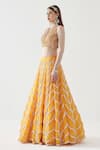 Mehak Talreja Couturre_Yellow Organza Embroidery Pearls V Neck Dua Lehenga With Blouse _Online_at_Aza_Fashions