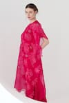 Buy_Mehak Talreja Couturre_Pink Organza Embroidery Thread Work Alexa Bloom Kaftan With Pant  _Online_at_Aza_Fashions