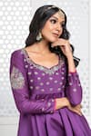 Buy_The Aarya_Purple Chanderi, Viscose Sequins, Embroidery, Bodice Peplum Top Gharara Set _Online_at_Aza_Fashions