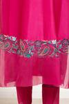 Buy_The Aarya_Pink Chanderi, Viscose Sequins, Beads Split V-neck Embroidered Kurta Pant Set 