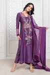 The Aarya_Purple Viscose, Chanderi Sequins, Beads Split Panel Embroidered Kurta Pant Set _Online_at_Aza_Fashions