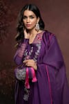 The Aarya_Purple Viscose, Chanderi Sequins, Beads Split Panel Embroidered Kurta Pant Set _at_Aza_Fashions