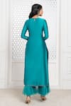 Shop_The Aarya_Green Chanderi, Viscose Sequins, Zari, Bodice Embroidered Kurta Palazzo Set _at_Aza_Fashions