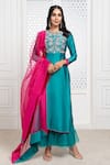 The Aarya_Green Chanderi, Viscose Sequins, Zari, Bodice Embroidered Kurta Palazzo Set _Online_at_Aza_Fashions