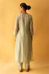 Shop_Apeksha Jain Label_Green Kurta Cotton Chanderi Embroidered Floral Resham Pant Set _at_Aza_Fashions