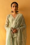 Buy_Apeksha Jain Label_Green Kurta Cotton Chanderi Embroidered Gota V Neck Coin Pant Set _Online_at_Aza_Fashions