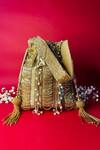 Shop_Nayaab By Sonia_Gold Cut Work, Pearls Briller Sac Twin Embellished Potli_at_Aza_Fashions