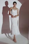 Buy_Amrta By Guneet Kondal_White Viscose Sequins Sweetheart Neck Starry Embellished Slit Maxi Dress _at_Aza_Fashions