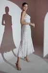 Amrta By Guneet Kondal_White Viscose Sequins Sweetheart Neck Starry Embellished Slit Maxi Dress _Online_at_Aza_Fashions