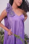 Amrta By Guneet Kondal_Purple Asymmetric One Shoulder Kaftan _Online_at_Aza_Fashions